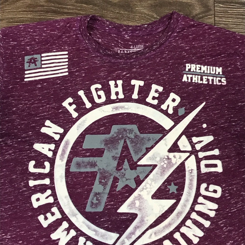 American Fighter Training Division Men’s Purple Double Sided Graphic Logo Shirt - Picture 2 of 5